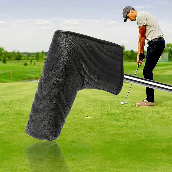 4pcs or 1pc Golf Club Head Covers for Woods, Driver, Fairway, Hybrid – Premium PU Leather with Interchangeable Tags & Magnetic Blade and Mallet Putter Covers