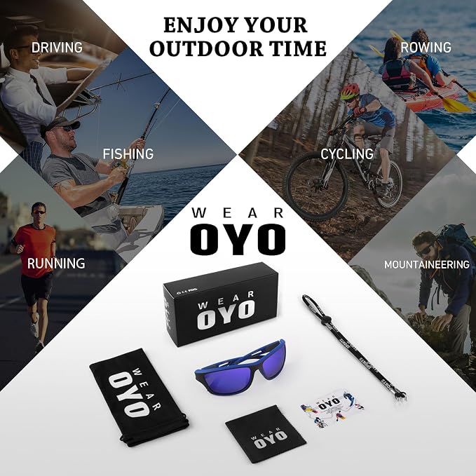 WEAROYO Polarized Sports Sunglasses for Men Women,Fishing Driving Rectangular Goggles UV400 Protection