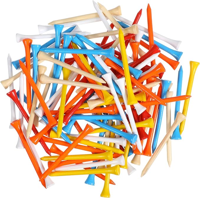 500 Pcs Wood Golf Tees Bulk 3-1/4 Inch Unbreakable Long Colored Tall Golf Tees for Men Women Kids Balls Game