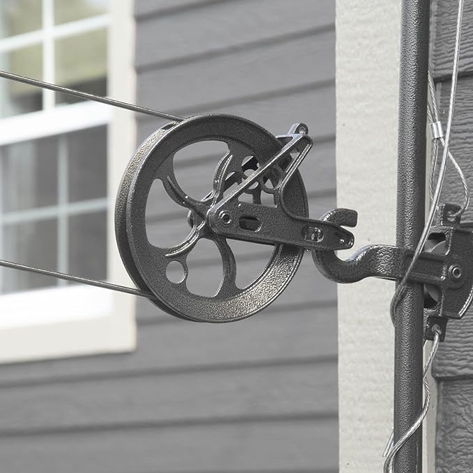 Ben-Mor Strata Outdoor Clothesline Pulley Ball Bearing Style - 6.5” Heavy Duty Metal, Rustproof Silver Pulley for Clothes Line Outdoors, Outdoor Laundry Line Pulley for Clothes, Coat, Blankets & More