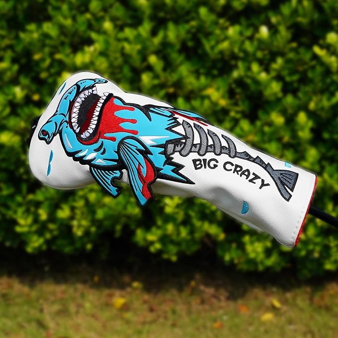 Big Crazy Golf Head Covers, Golf Club Covers Funny, Driver Headcovers, Golf Club Covers, Fairway Woods Head Covers, Hybrids Headcover, Putter Cover with Soft Lining for Golf Gift Hammerhead Sharks
