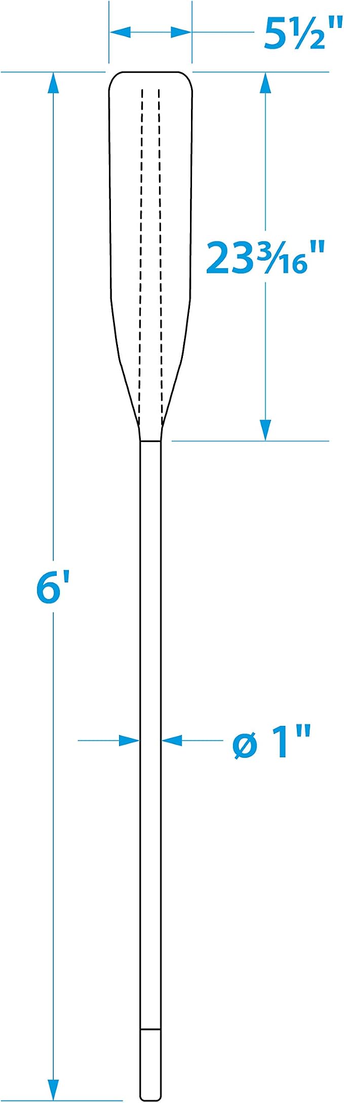 Seachoice Synthetic Paddle, 1-3/8 in. Diameter Anodized Aluminum Shaft, 23-1/4 in. X 5-1/2 in. Blade, Various Sizes