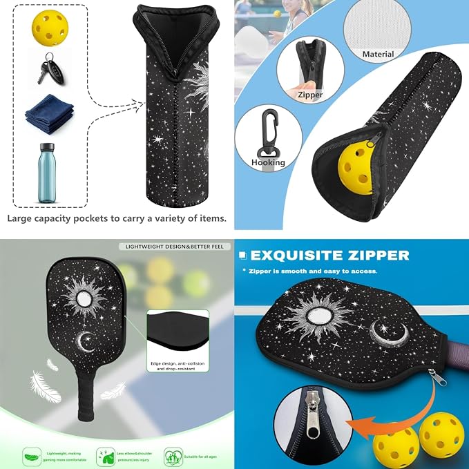 Pickleball Paddles Set 3PCS Pickleball Paddle Case Pickleball Racket Pickleball Bag Ideal for Beginners Gifts
