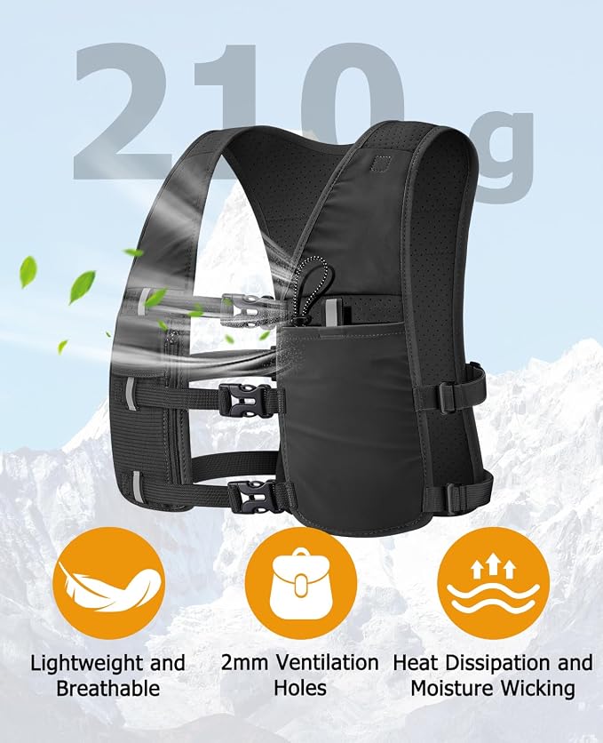 NOOLA Running Vest with 500ml Soft Flask, Lightweight Running Hydration Vest for Men Women,Adjustable Reflective Water Backpack with Phone Holder for Hiking Cycling Marathon Trail Race