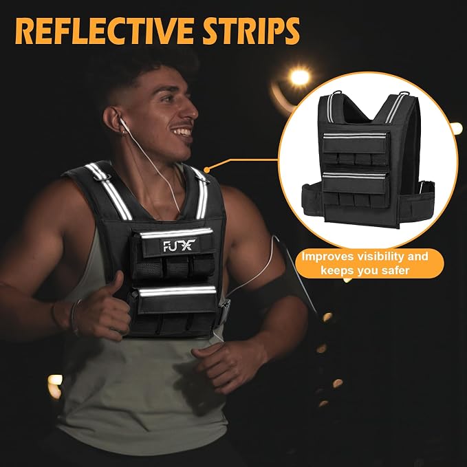 FUFF Adjustable Weighted Vest Men,20/30/40 LB Weight Vest for Strength Trainin, Workout Vest Woman with Removable Iron Weights for Walking, Rucking, Running, Exercise