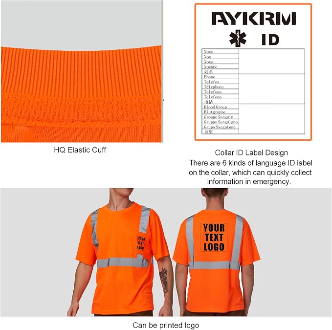 A-SAFETY Safety Shirt,High Visibility Work T Shirt Long Short Sleeve Class 3 (XS-6XL)