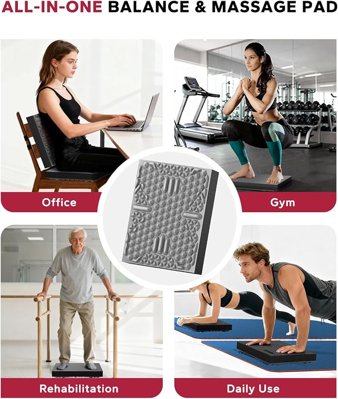 HAPBEAR Exercise Balance Pad - 15"x12" Non-Slip Textured Bottom Stability Training Mat - 2.25" Thick Soft Cushioned Foam for Physical Therapy, Core Training & Home Workouts