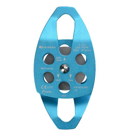 SEPEAK 30kN Large Rescue Pulley Sheave with Swing Plate CE UIAA, Portable Outdoor Climbing Pulley for Backyard Zipline,Fits Rope up to 16 mm/Holds Up to 6750lbs