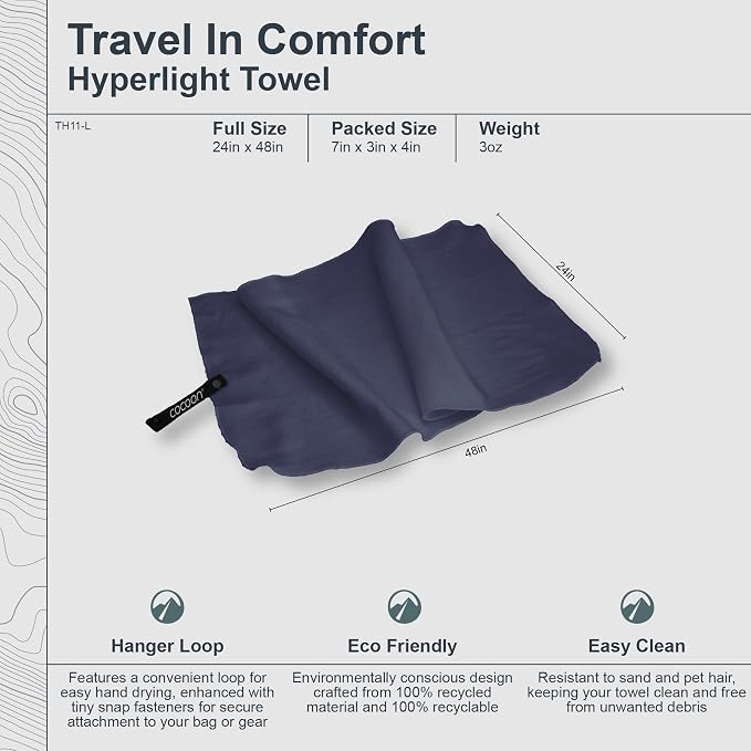 COCOON - Premium - Hyperlight Towel - Lava Grey - Large