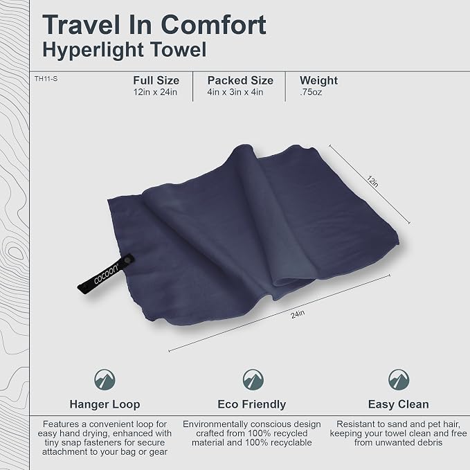 COCOON - Premium - Hyperlight Towel - Lava Grey - Small