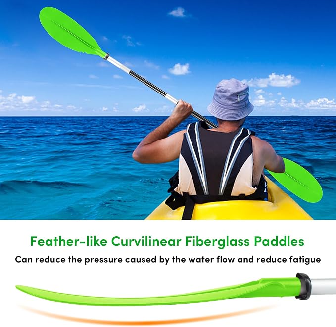 Kayak Paddles Adjustable 88in 4 Piece Kayak Oars Boat Paddles for Adults with Paddle Leash, Canoe Paddles for Kayaking Rafting Jet Ski Canoe Outdoor Kayak Water Sports and Safety Boat Accessories