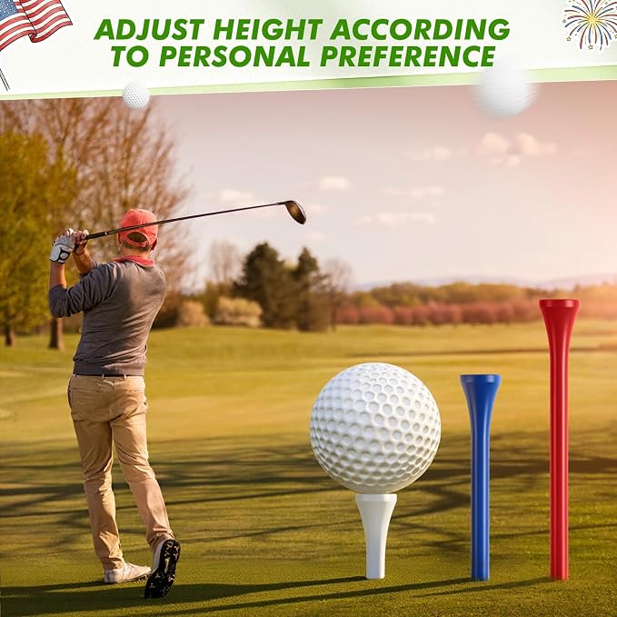 Mudder 2000 Pcs Bamboo Golf Tees Bulk Professional Golf Tees Reduce Friction Side Spin for Club Men Women Kids Accessories