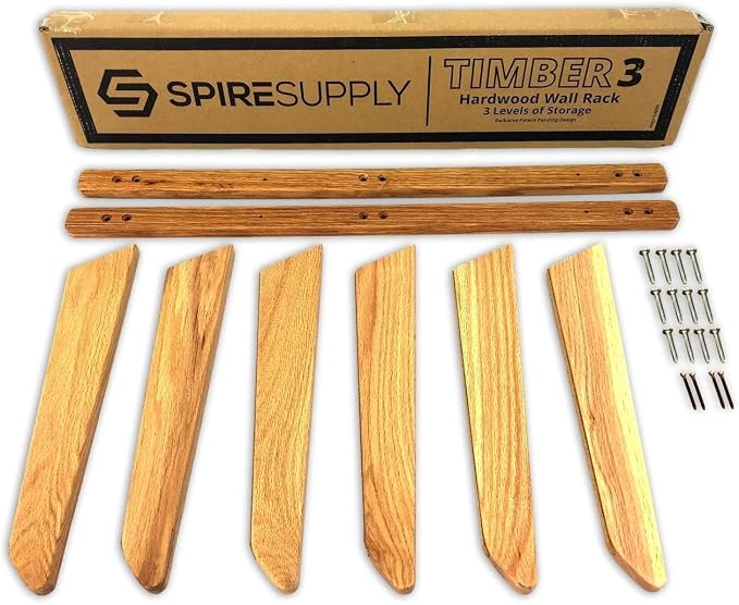 StoreYourBoard Vertical Timber Surfboard Wall Rack, Holds 6 Surfboards, Home and Garage Storage Mount System (Natural)
