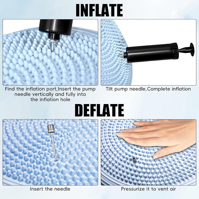 3 Pcs Inflated Wobble Cushion, Wiggle Seat & Balance Pad for Exercise, Home Yoga Balance Stability Training, Strengthen Core Muscles, Improve Posture, Balance Disc with Pump