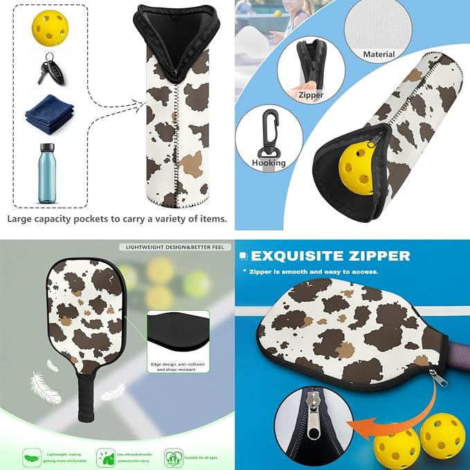 Pickleball Paddles Set 3PCS Pickleball Paddle Case Pickleball Racket Pickleball Bag Ideal for Beginners Gifts