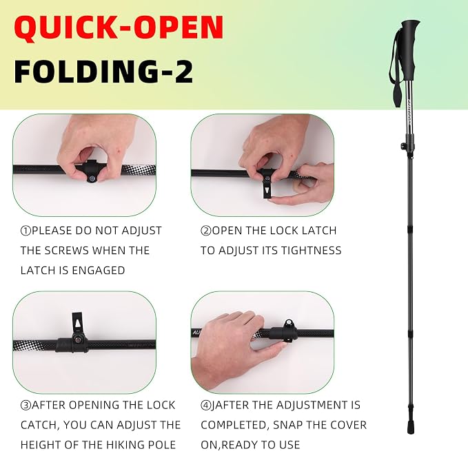 3K Carbon Fiber Trekking Poles & Walking Stick Collapsible Lightweight for Hiking (1-PCS)