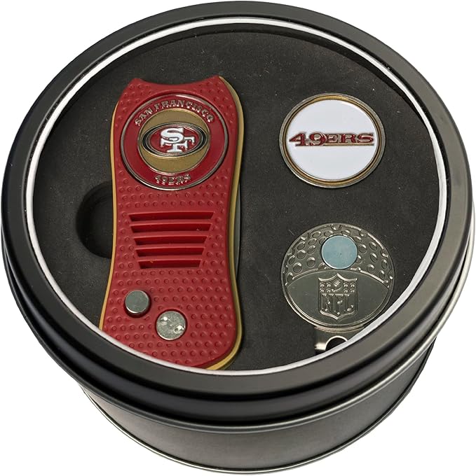 Team Golf NFL Gift Set Switchblade Divot Tool, Cap Clip, & 2 Double-Sided Enamel Ball Markers, Patented Design, Less Damage to Greens, Switchblade Mechanism