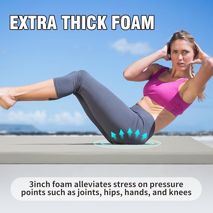 3 Inch Thick Yoga Mat, 72''x24'x3" extra-thick exercise mat. Fitness mat,Foldable Extra Thick Exercise Mat PU Leather,Gymnastics Mat withPilates, Stretching.