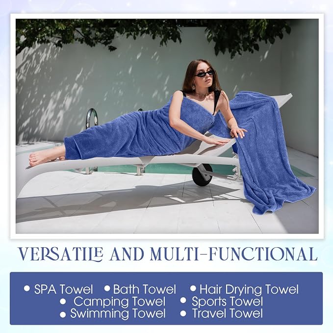 Peryiter Oversized Bath Towels Set of 6 for Adults 40x80 Inches Extra Large Bath Towel Sets Bathroom Sheets Jumbo Shower Towels Quick Dry Absorbent Soft Microfiber for Adults (Dark Blue)