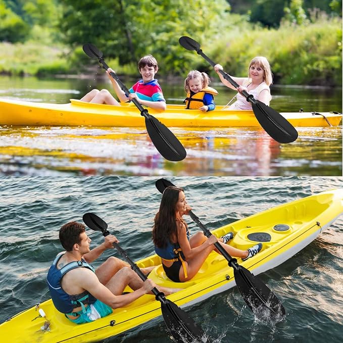 Quynhni- Standard Kayak Paddle,70-96inch Adjustable Kayak Paddle Sturdy Iron Shaft and Durable Polypropylene Blade 0/65° Blade Angle with Drip Loop.