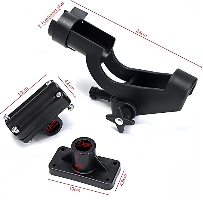 HiUmi Adjustable Rotatable Plastic Fishing Rod 3 Mount Rack Holder Bracket Boat Canoeing Rowing Mount Kit Kayak Side Rod Holder
