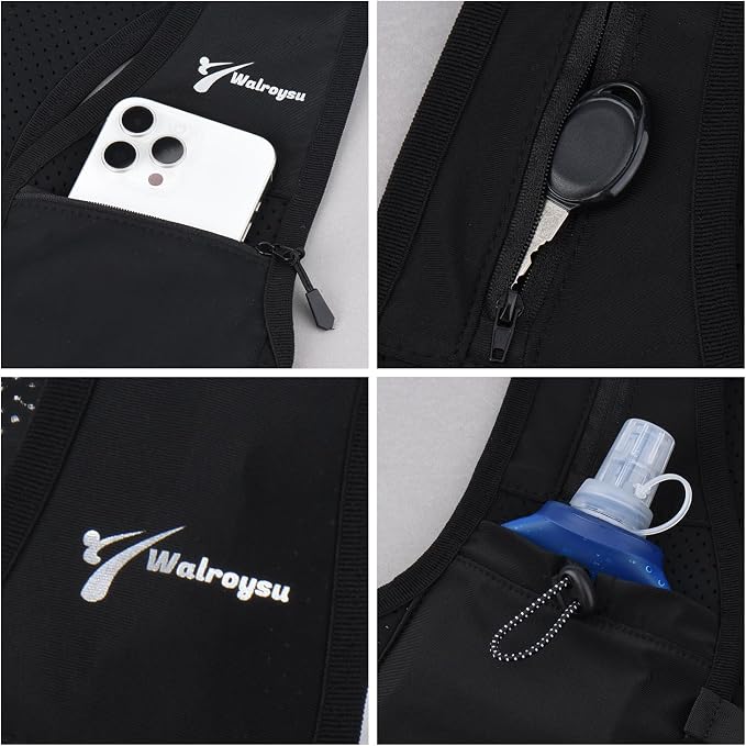 Running Vest for Women & Men, Adjustable Elasticated Sternum Straps Vest with 500ml Soft Flask, Fast and Free Reflective Running Vest, Designed for Running Marathon Trail Race Jogging Cycling