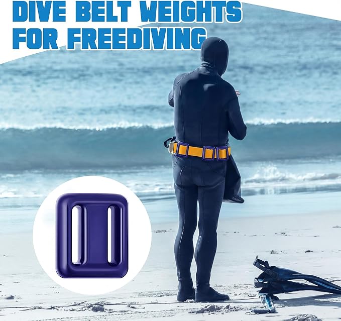 Tellegloww 4 Pcs Dive Weights Belt for Scuba Diving Coated Dive Weights Nylon Dives Belt with 1 Metal Quick Release Buckle for Free Diving Spear Fishing