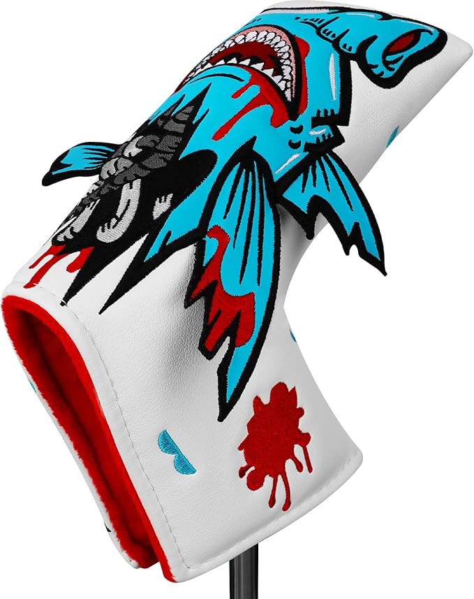 Big Crazy Golf Head Covers, Golf Club Covers Funny, Driver Headcovers, Golf Club Covers, Fairway Woods Head Covers, Hybrids Headcover, Putter Cover with Soft Lining for Golf Gift Hammerhead Sharks