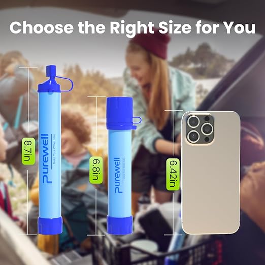 Purewell Outdoor Water Personal Water Filtration Straw Emergency Survival Gear Water Purifier for Camping Hiking Climbing Backpacking(3pcs)