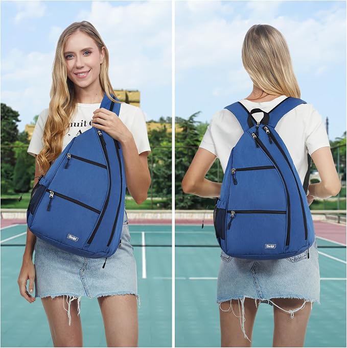 Sucipi Pickleball Bag - Men's & Women's Pickleball Backpack, Adjustable Sling Bag w/Fence Hook/Large Capacity/Safety Pocket