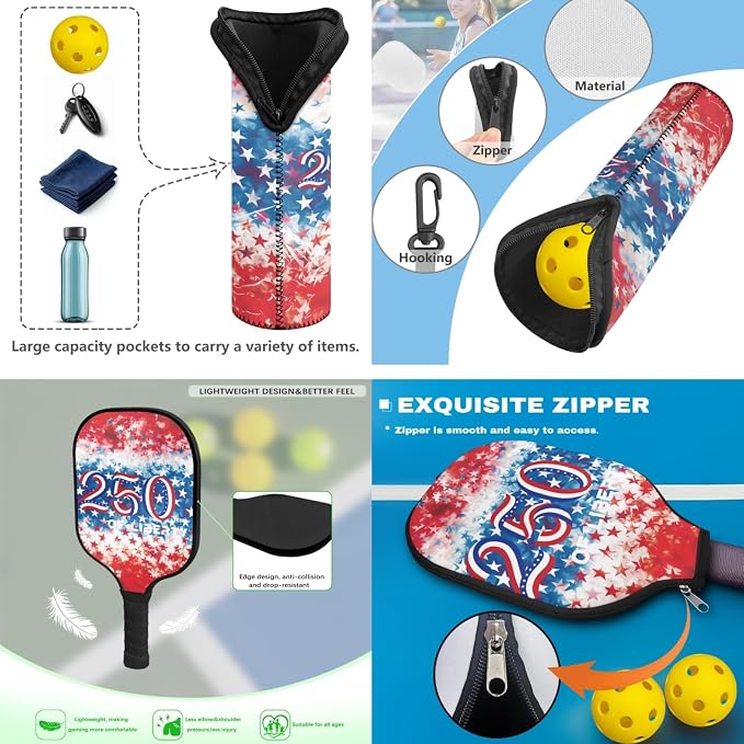 Pickleball Paddles Set 3PCS Pickleball Paddle Case Pickleball Racket Pickleball Bag Ideal for Beginners Gifts