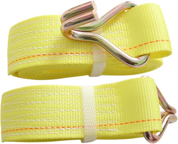 Ratchet Straps Tie Down Straps Heavy Duty (4PK) 2" x 15' x 4400 lbs J Hook Cargo Tie-Downs Straps for Motorcycle, ATV, UTV, Trailer
