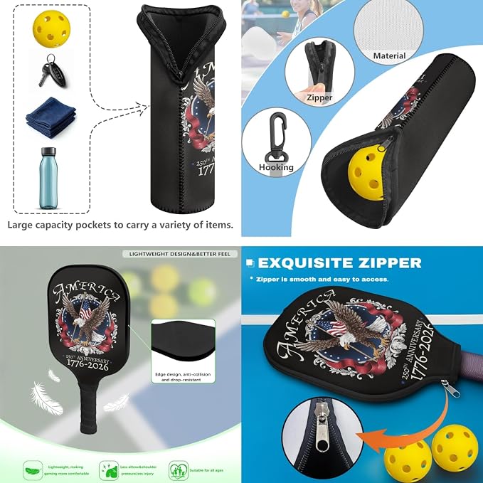 Pickleball Paddles Set 3PCS Pickleball Paddle Case Pickleball Racket Pickleball Bag Ideal for Beginners Gifts