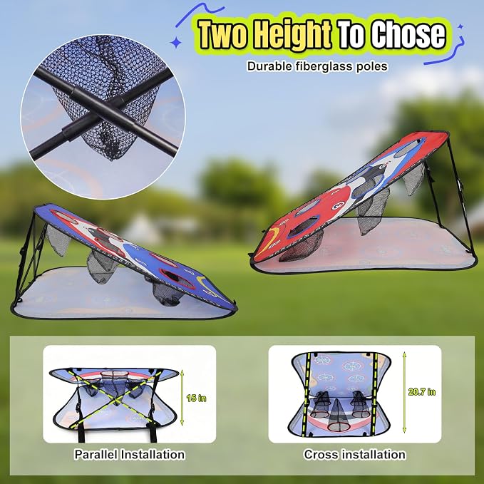 ROSE ME Cornhole Board Set, Portable Collapsible 5 Holes & Double Sided 3x2 ft Corn Hole Boards with 8 Bean Bags 12 Sticky Balls Free Carry Case, Adults Outdoor Toss Games for Yard, Beach, Lawn