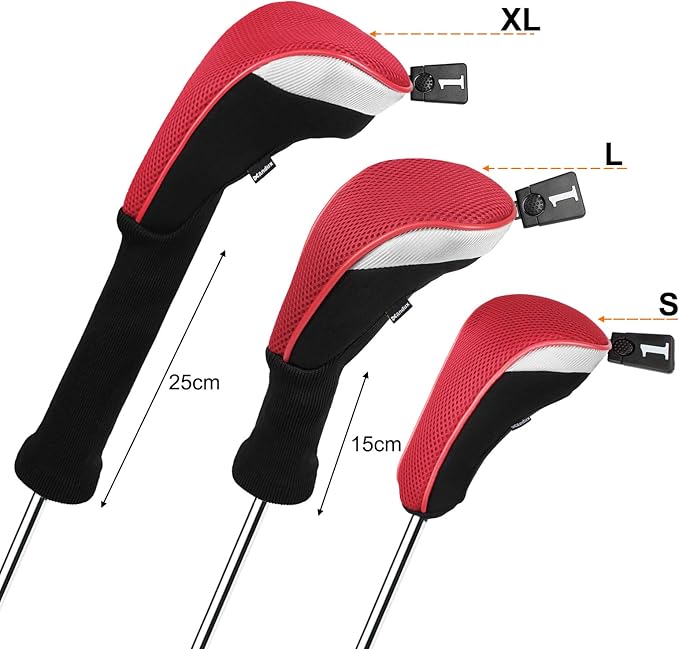 Andux 6pcs/Set Golf Club Head Covers Woods Hybrid Long Neck | 3 Hybrid Club Head Covers + 3 Woods Club Head Covers
