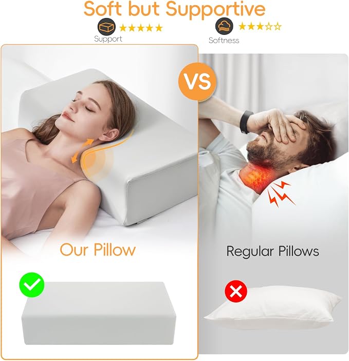 TOPPURE Cube Memory Foam Pillow for Side Sleepers(Thin Pillow, 24"x12"x4"), Square Pillows for Neck and Shoulder Pain Relief, Anti Snore Pillows with Washable Pillowcase,Gray