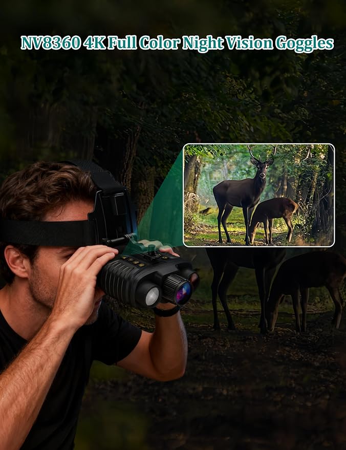Night Vision Goggles, Head-Mounted Rechargeable Binoculars, 3" Screen Digital Infrared Night Vision Binoculars with Head Strap &32GB Card for Hunting, Camping, Security