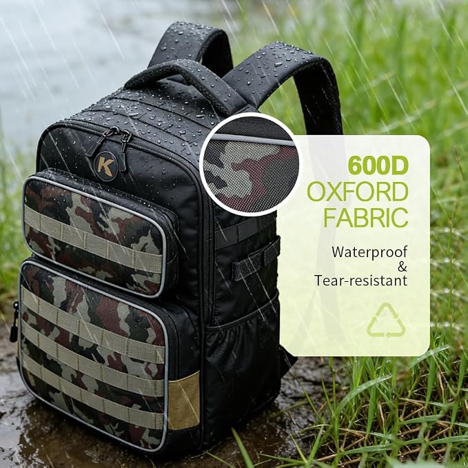 Fishing Backpack with Rod Holder Lightweight Water Resistant Tackle Backpack for Freshwater or Saltwater Large Storage High-Performance Fishing Bag