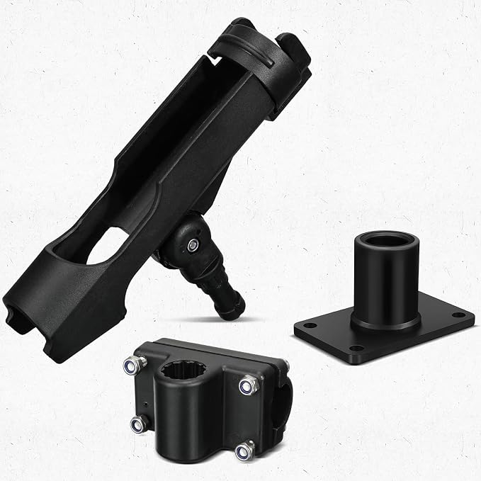 Liliful 4 Pcs Fishing Rod Holder for Boat Adjustable Kayak Swivel Fishing Pole Holders Accessories, Black