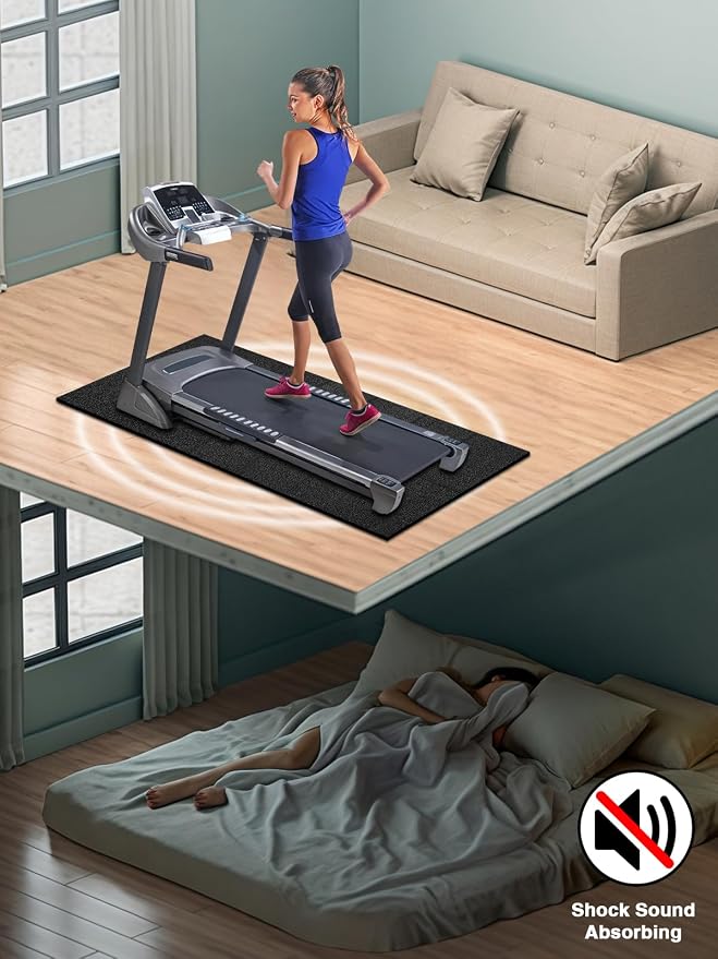 Treadmill Mat 78"x40", WERCHO Foldable Walking Pad Mat for Carpet Hardwood Floors 6mm Heavy-Duty Exercise Equipment Mat for Treadmil Pad,Spin Bike, Elliptical Trainer, Home, Gym