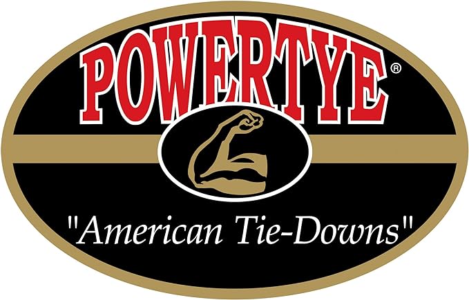 PowerTye 1.5 inch x 10ft Extra Long Ratchet Tie Down Straps, Heavy Duty with Carabiner Hooks, Soft-Tye & Bag, for Motorcycle, ATV & Cargo - 1,000 lb WLL - Made in USA - Blue/Black Pair