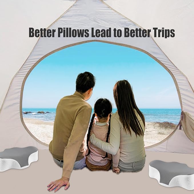 Bespilow Travel Cervical Pillow for Bed Sleeping, Small Memory Foam Neck Pillow with Cooling Washable Cover, Compact Ergonomic Neck Support Pillows for Car Camping, RV, Road Trip & Passenger Seat