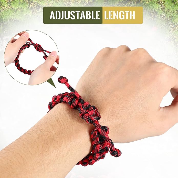 Inbagi 50 Pcs Adjustable Paracord Bracelets Bulk Survival Paracord Survivor Wristband Survival Emergency Tactical Friendship Braided Bracelet for Women Men Camping Climbing Theme Party Favor, 6 Colors