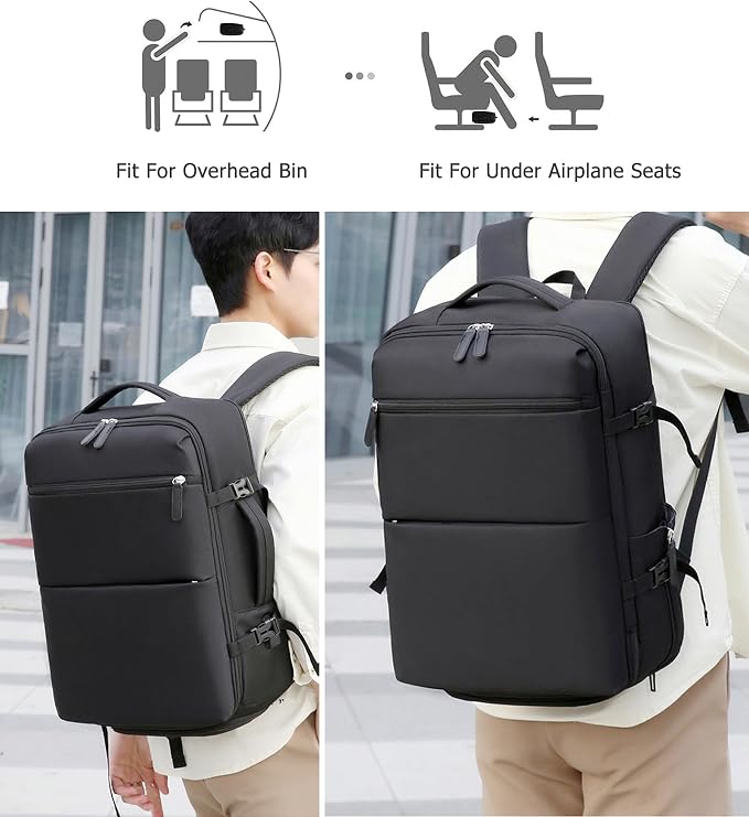 feilario 2 Piece Set Aluminium Frame PC Hard Shell Spinner Wheels Luggage,22.5"X15"X9.5" Airline Approved Built-In TSA lock Carry on Suitcase, with Cup Holder, USB Port, Phone Holder