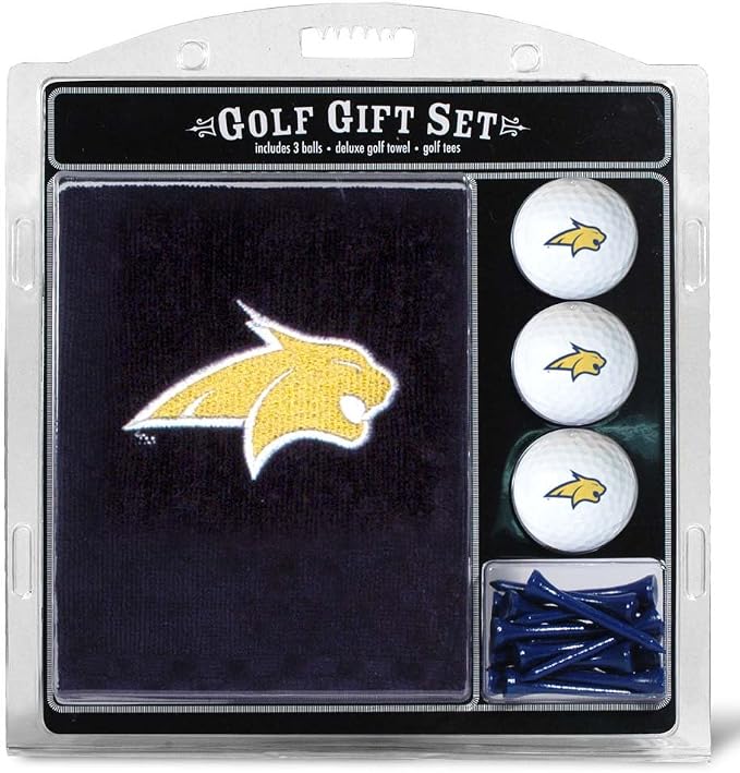 Team Golf NCAA Gift Set Embroidered Golf Towel, 3 Golf Balls, and 14 Golf Tees 2-3/4" Regulation, Tri-Fold Towel 16" x 22" & 100% Cotton