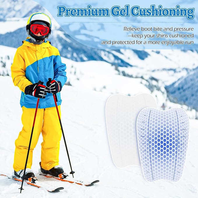 2/4/6/8 Pcs Ski Shin Guards for Boots, Gel Shin Pads for Ski & Snowboard, Lightweight Reusable Shin Protectors for Pressure Relief