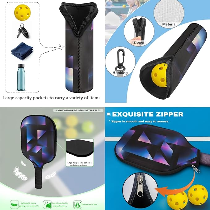 Pickleball Paddles Set 3PCS Pickleball Paddle Case Pickleball Racket Pickleball Bag Ideal for Beginners Gifts