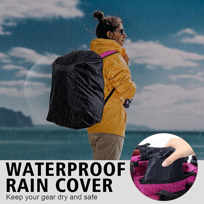 Goture Fishing Backpack,900D Water-Resistant Tackle Backpack with Rod Holders,45L Large Fishing Bag Storage Gear Tackle Bag with Rain Cover,Bottle Holder for Travel Camping Hiking(Without Tackle Box)
