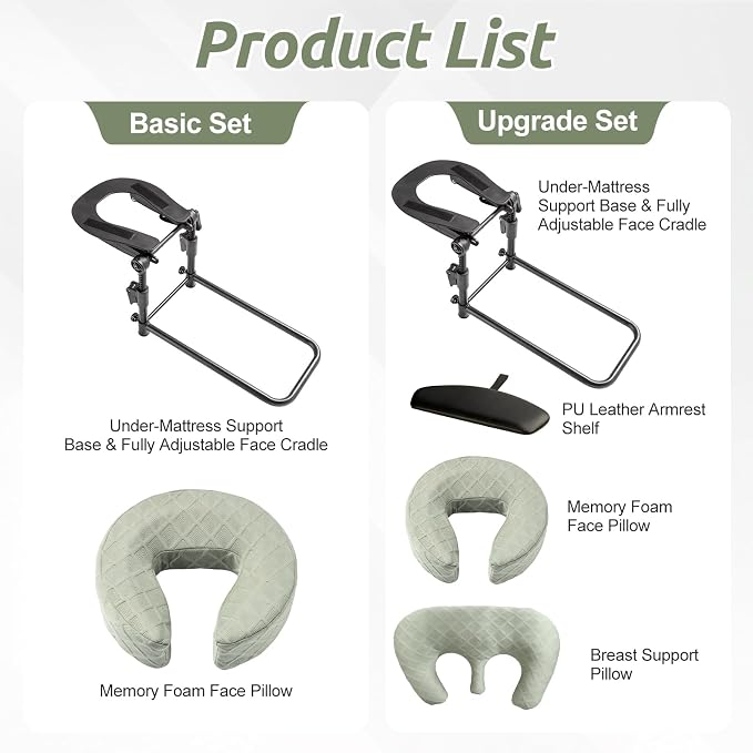 Massage Headrest for Bed, Adjustable Massage Face Cradle at Home, Portable Massage Table Kit for Sleeping Mattress, Face Down Pillow After Eye Surgery
