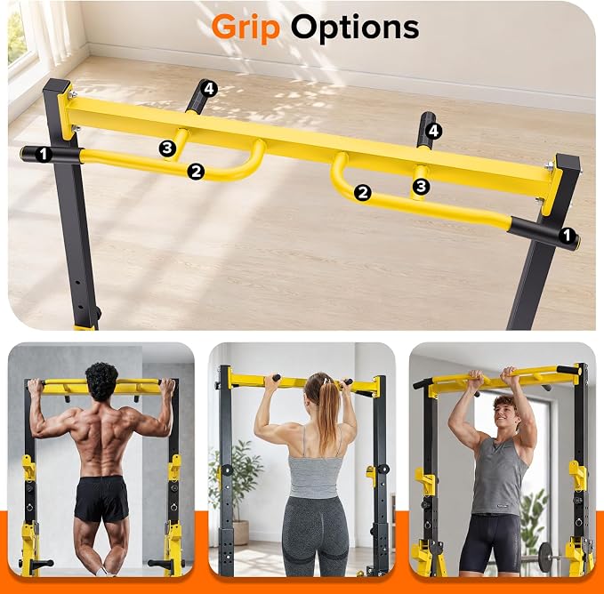 700LBS Foldable Power Tower Pull Up Bar - Multi-function Power Tower Dip Station with Adjustable Height for Home Gym, Portable Free Standing Strength Training Equipment for Indoor & Outdoor